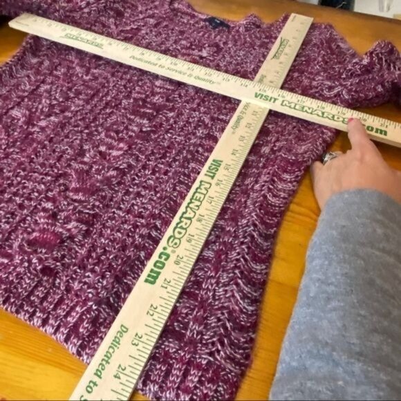 Gap Womens Knit Sweater S Marled Cherry Cable Pattern Wool Blend - Picture 5 of 10